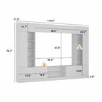 Meuble de rangement pour centre de divertissement avec bibliothèque et éclairage d'ambiance Blanc/Noir