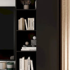 Meuble de rangement pour centre de divertissement avec bibliothèque et éclairage d'ambiance Blanc/Noir