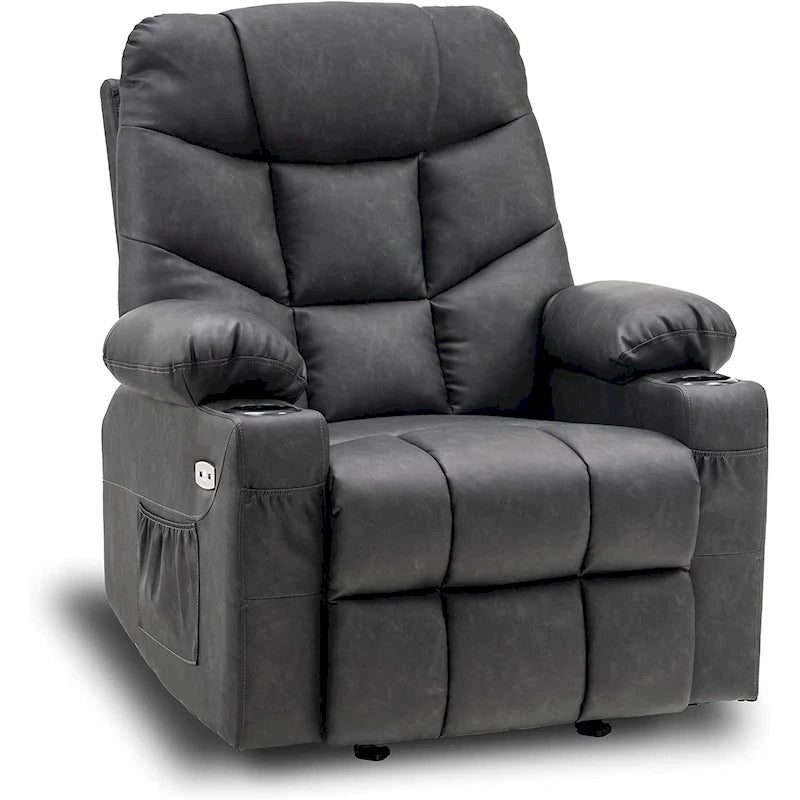 Fauteuil inclinable, basculant et pivotant manuel avec ports USB