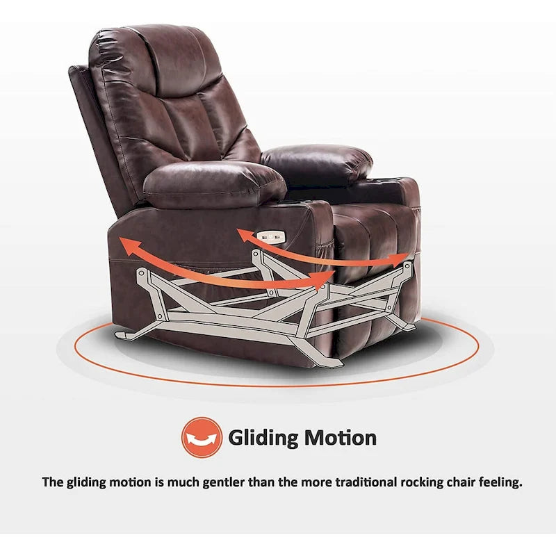 Fauteuil inclinable, basculant et pivotant manuel avec ports USB