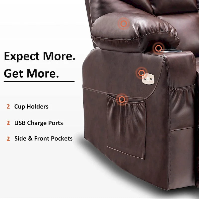 Fauteuil inclinable, basculant et pivotant manuel avec ports USB