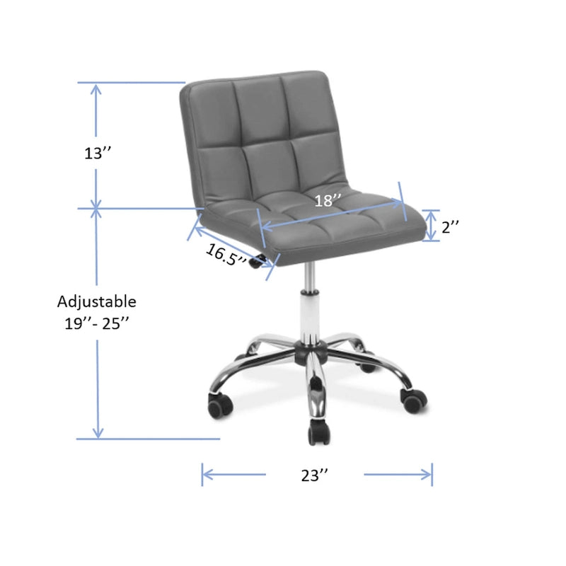 Chaise de bureau rouge sans accoudoirs, capitonnée, hauteur réglable 48–63 cm, pièce unique