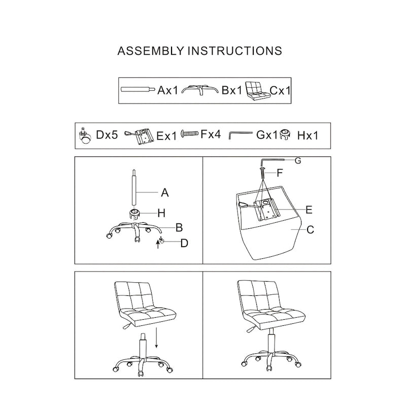 Chaise de bureau rouge sans accoudoirs, capitonnée, hauteur réglable 48–63 cm, pièce unique