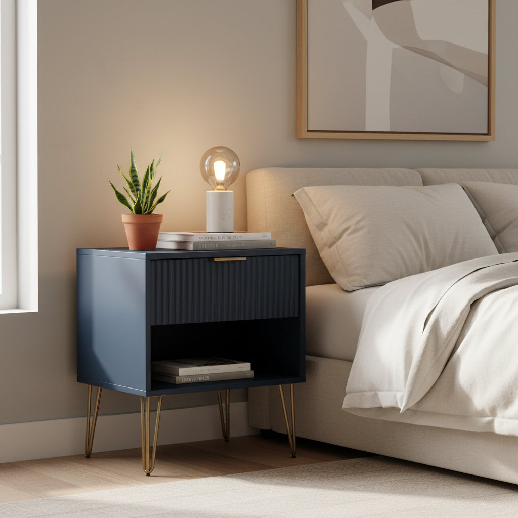 Manhattan Comfort Dumbo Mid Century Nightstand with 1 Drawer