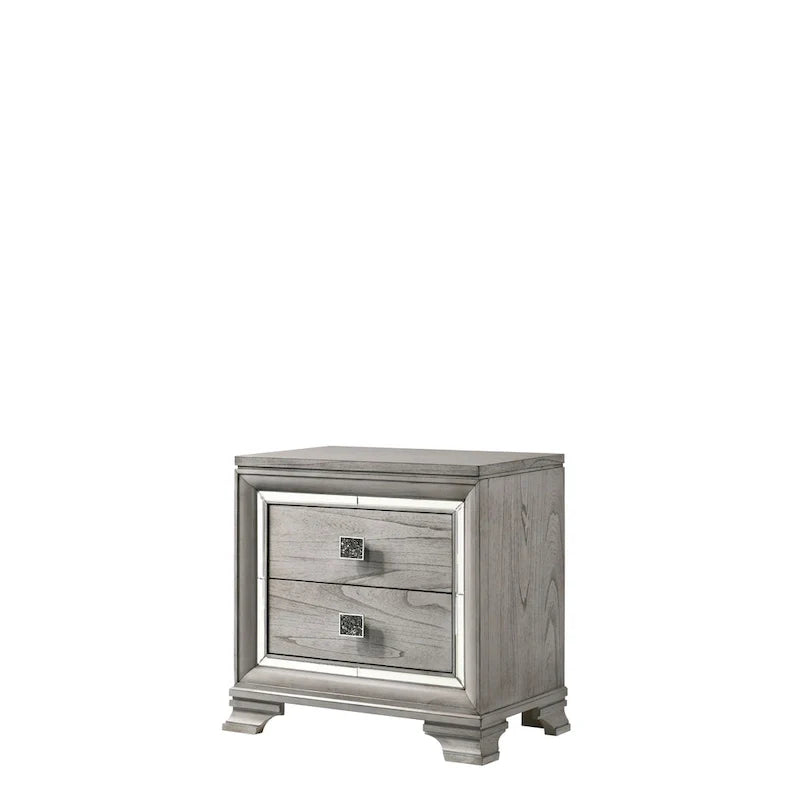 Ensemble de chambre à coucher 6 pièces en panneau rembourré gris Evonne avec éclairage DEL