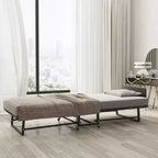 Lit pliant avec matelas, Lits d'appoint portables avec 4 roues, Matelas en mousse et cadre en métal, Lit roulant gain de place de la taille d'un lit de camp pour chambre d'amis à la maison
