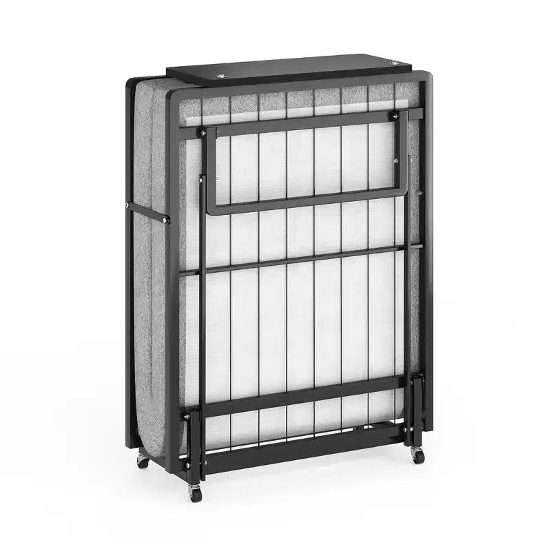 Lit pliant avec matelas, Lits d'appoint portables avec 4 roues, Matelas en mousse et cadre en métal, Lit roulant gain de place de la taille d'un lit de camp pour chambre d'amis à la maison