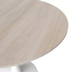 Table à manger ronde LeisureMod Bristol 35 - Plateau en pierre frittée - Table d'appoint de café et base de piédestal robuste en acier blanc pour cuisine et petits espaces