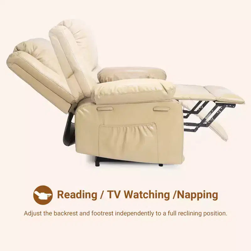 Fauteuil inclinable électrique - Chaleur et massage, fauteuil inclinable électrique robuste en cuir PU pour personnes âgées et à mobilité réduite, dossier et jambes réglables