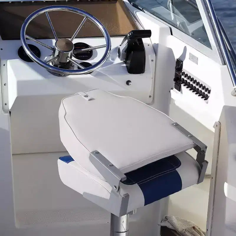 Lot de 2 sièges de bateau pliants à dossier bas – Coussin élastique épais 48x42 cm, sièges de bateau étanches pour Bass Tracker et bateaux de tourisme