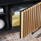 Meuble TV 2 portes 2 étagères Anahi - MED1501 - Noir/Naturel - Safavieh