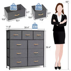Crestlive Products Commode à 9 tiroirs en tissu extra large pour chambre à coucher, tour de rangement de vêtements avec cadre en acier robuste, plateau en bois, tiroirs faciles à tirer, poignées en bois