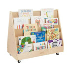 Présentoir et rangement de livres mobiles double face en bois ECR4Kids, meuble Montessori