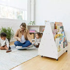 Présentoir et rangement de livres mobiles double face en bois ECR4Kids, meuble Montessori