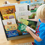 Présentoir et rangement de livres mobiles double face en bois ECR4Kids, meuble Montessori