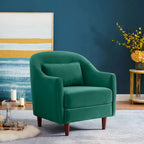 VANOMi 28.34 Fauteuil d'appoint, Fauteuil crapaud en velours avec pieds en bois massif