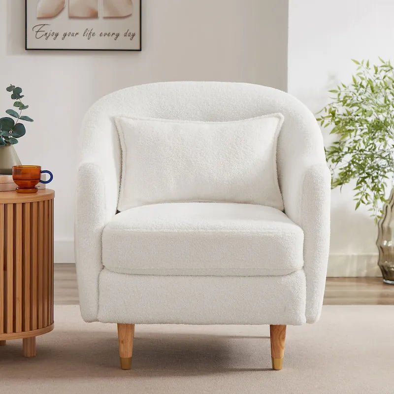 VANOMi 28.34 Fauteuil d'appoint, Fauteuil crapaud en velours avec pieds en bois massif
