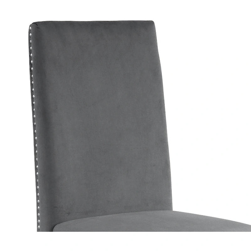 Chaise de salle à manger « Best Quality Furniture » avec dossier plissé, clous décoratifs et pieds chromés (lot de 2)