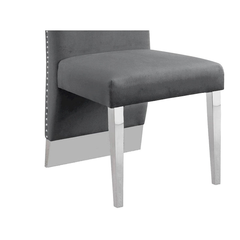 Chaise de salle à manger « Best Quality Furniture » avec dossier plissé, clous décoratifs et pieds chromés (lot de 2)