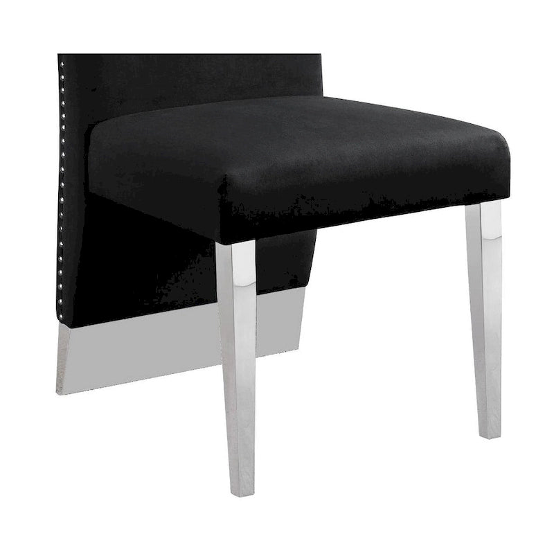 Chaise de salle à manger « Best Quality Furniture » avec dossier plissé, clous décoratifs et pieds chromés (lot de 2)