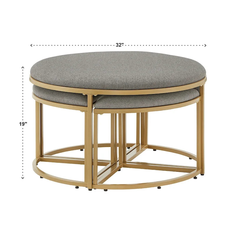 Table basse avec tabourets gigognes