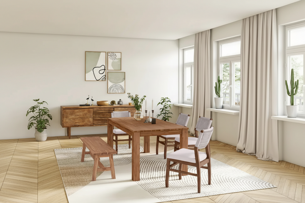 Table de salle à manger rectangulaire de 75 pouces avec pieds carrés