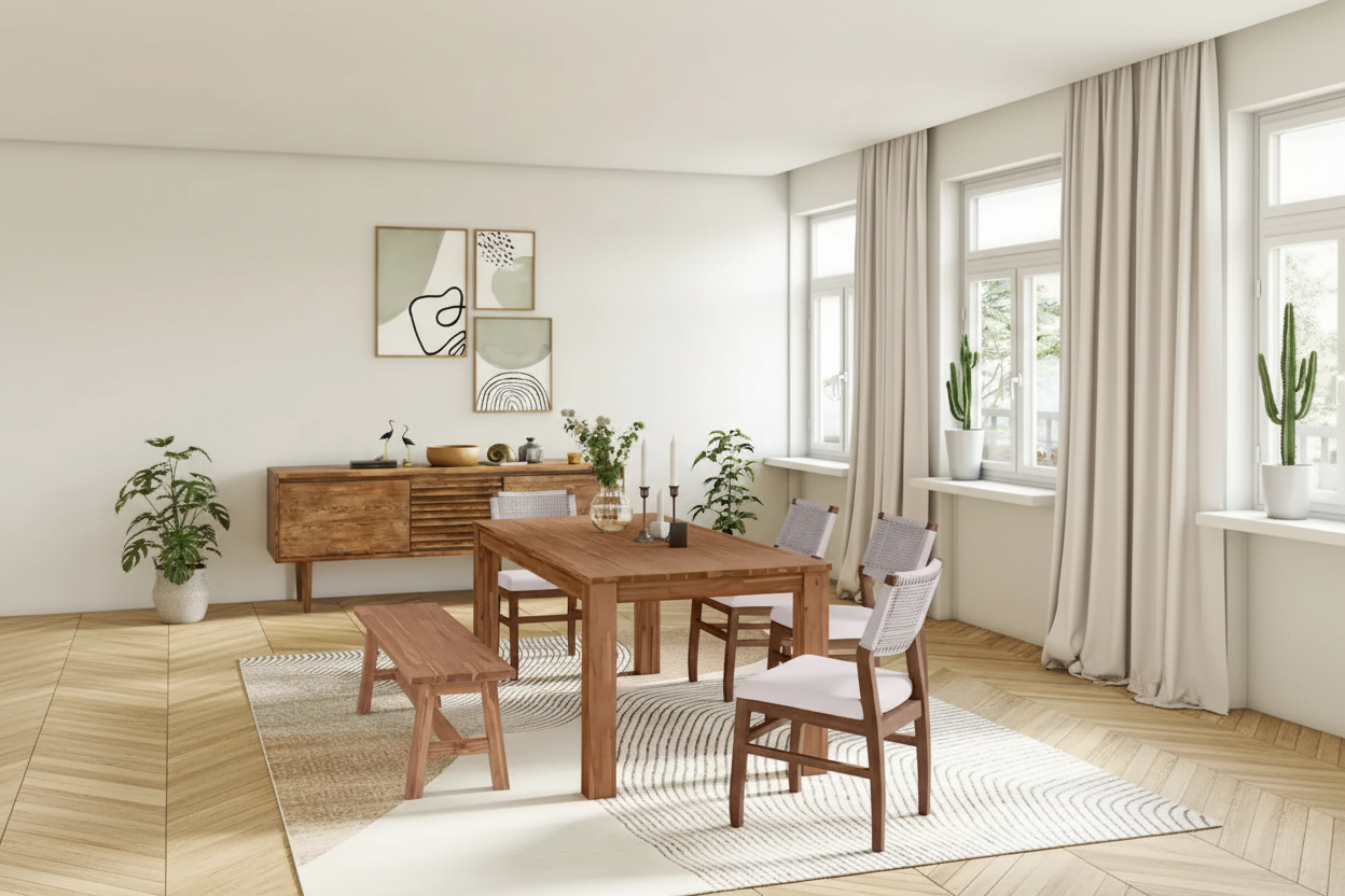 Table de salle à manger rectangulaire de 75 pouces avec pieds carrés