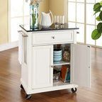 Chariot/îlot de cuisine Crosley avec finition blanche/dessus en granit noir massif - 18p x 31l x 35,5h