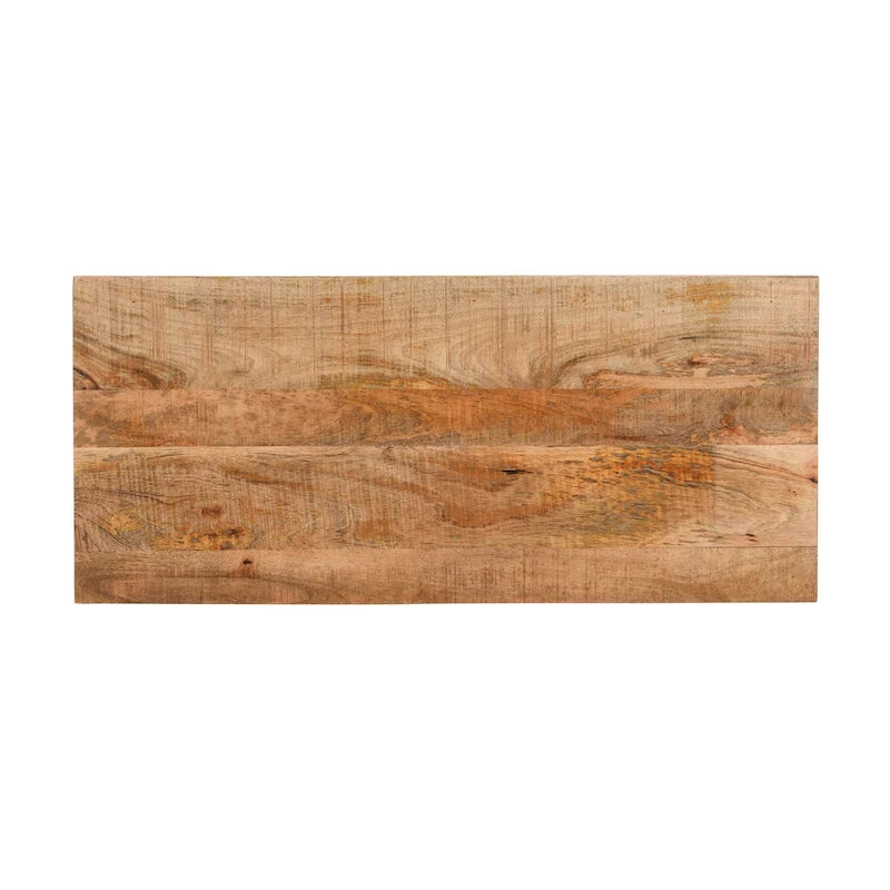 Console Cabinet en Bois de Mangue Style Ferme Artisanale avec 2 Tiroirs et 2 Portes de Rangement, 39 Pouces, Marron Rustique