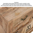 Console Cabinet en Bois de Mangue Style Ferme Artisanale avec 2 Tiroirs et 2 Portes de Rangement, 39 Pouces, Marron Rustique