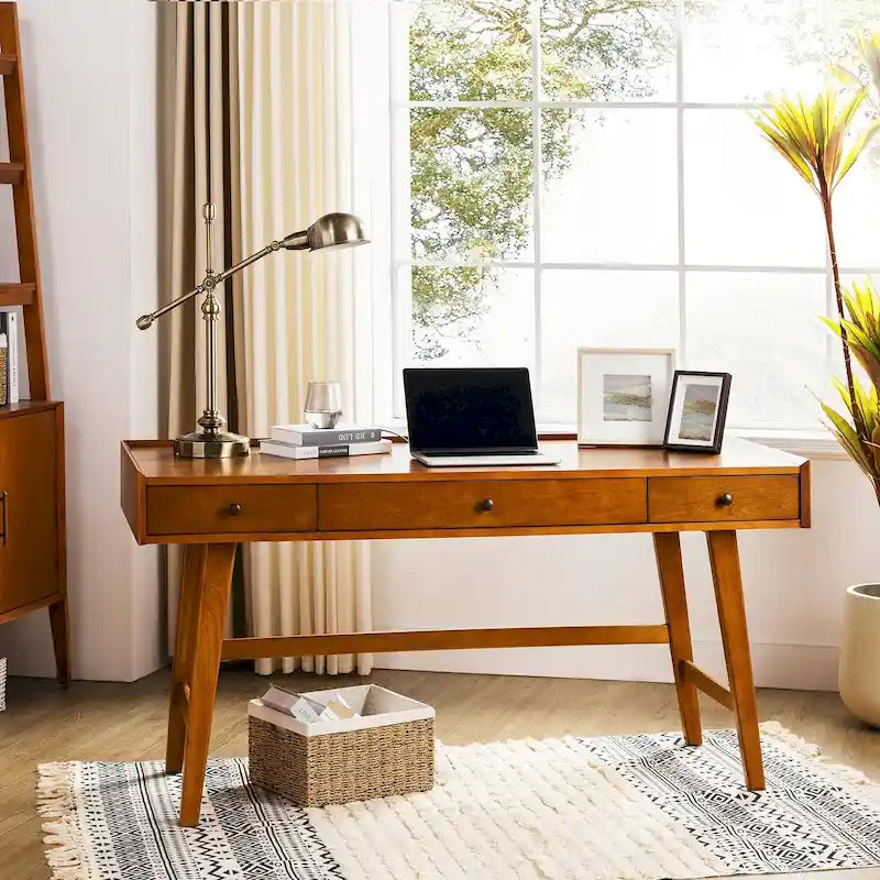 Bureau de direction Mid-century avec tiroir de rangement, gestion des câbles et station de charge