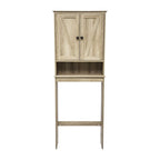 Armoire de salle de bain de style rustique à suspendre au-dessus des toilettes avec étagères et portes à fermeture magnétique