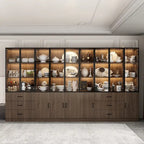 Meuble lumineux personnalisable en aluminium et verre pour buffet/bibliothèque