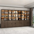 Meuble lumineux personnalisable en aluminium et verre pour buffet/bibliothèque