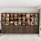 Meuble lumineux personnalisable en aluminium et verre pour buffet/bibliothèque