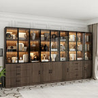 Meuble lumineux personnalisable en aluminium et verre pour buffet/bibliothèque