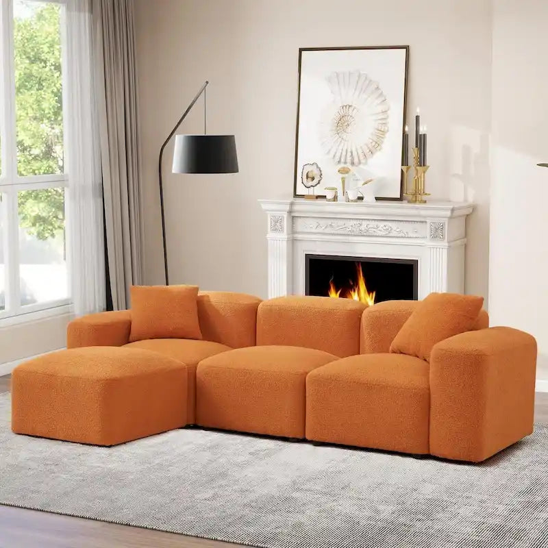 Canapé modulable en forme de L, combinaison DIY, canapé rembourré 3 places avec méridienne pour salon