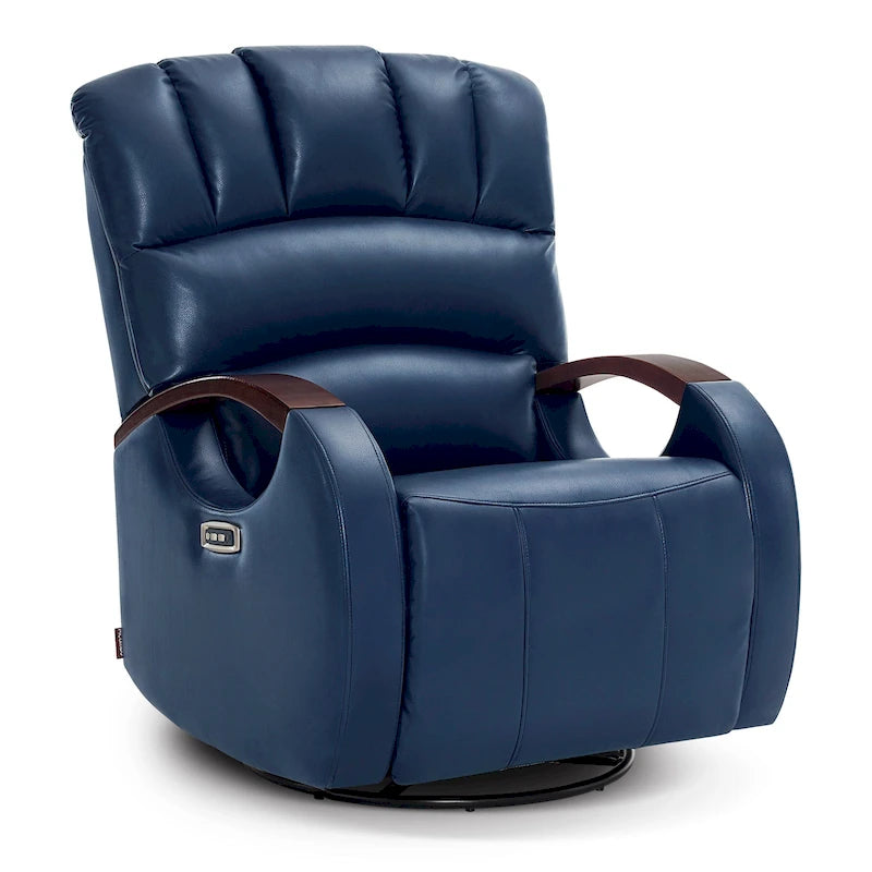 Fauteuil inclinable, pivotant et berçant électrique en similicuir avec appuie-tête réglable pour chambre de bébé, PR616