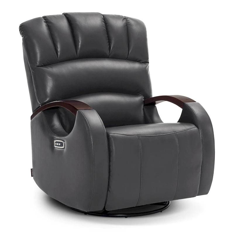 Fauteuil inclinable, pivotant et berçant électrique en similicuir avec appuie-tête réglable pour chambre de bébé, PR616