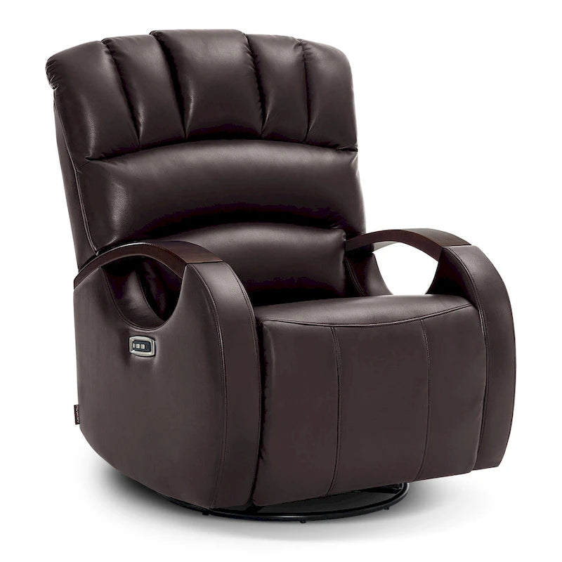 Fauteuil inclinable, pivotant et berçant électrique en similicuir avec appuie-tête réglable pour chambre de bébé, PR616