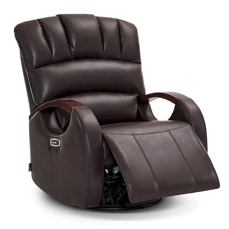 Fauteuil inclinable, pivotant et berçant électrique en similicuir avec appuie-tête réglable pour chambre de bébé, PR616