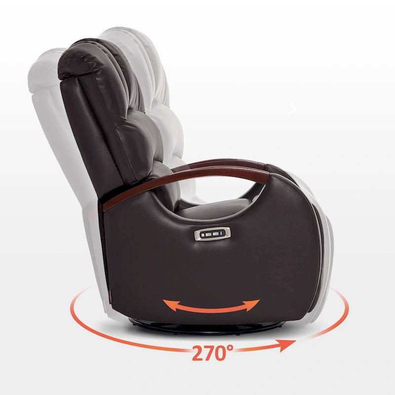 Fauteuil inclinable, pivotant et berçant électrique en similicuir avec appuie-tête réglable pour chambre de bébé, PR616