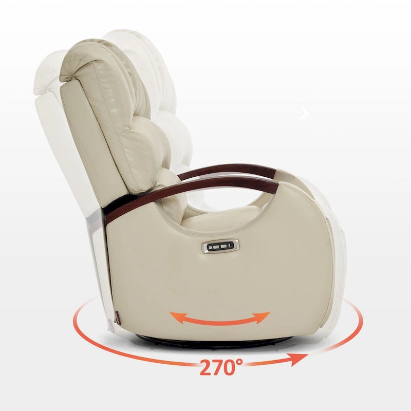 Fauteuil inclinable, pivotant et berçant électrique en similicuir avec appuie-tête réglable pour chambre de bébé, PR616