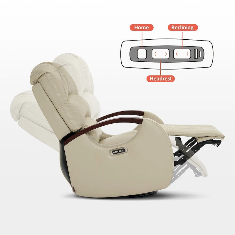 Fauteuil inclinable, pivotant et berçant électrique en similicuir avec appuie-tête réglable pour chambre de bébé, PR616