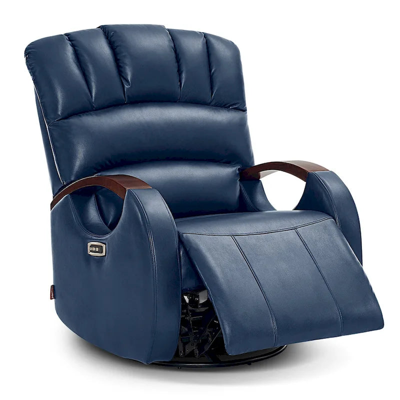 Fauteuil inclinable, pivotant et berçant électrique en similicuir avec appuie-tête réglable pour chambre de bébé, PR616