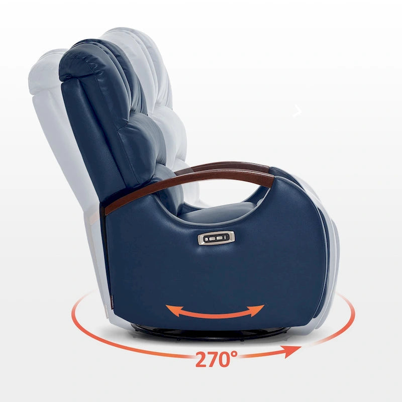Fauteuil inclinable, pivotant et berçant électrique en similicuir avec appuie-tête réglable pour chambre de bébé, PR616
