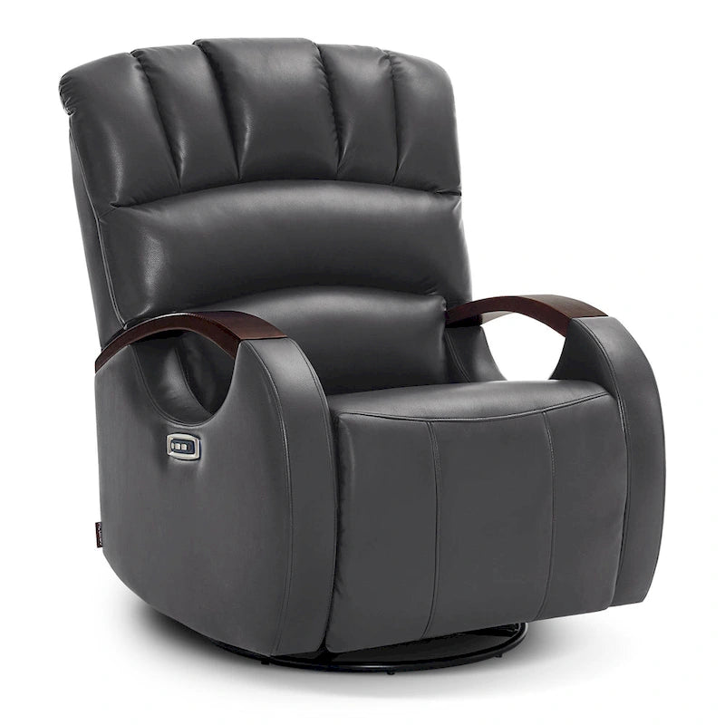 Fauteuil inclinable, pivotant et berçant électrique en similicuir avec appuie-tête réglable pour chambre de bébé, PR616