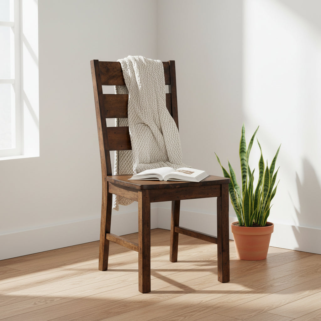 Wooden Side Chair With Block Legs, Set of 2 - 38 H x 18.13 W x 22.25 L Inches