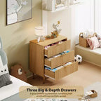 Commode à 3 tiroirs pour chambre à coucher, commode cannelée avec grands tiroirs et pieds dorés robustes, commodes et chiffonniers pour chambre à coucher, salon
