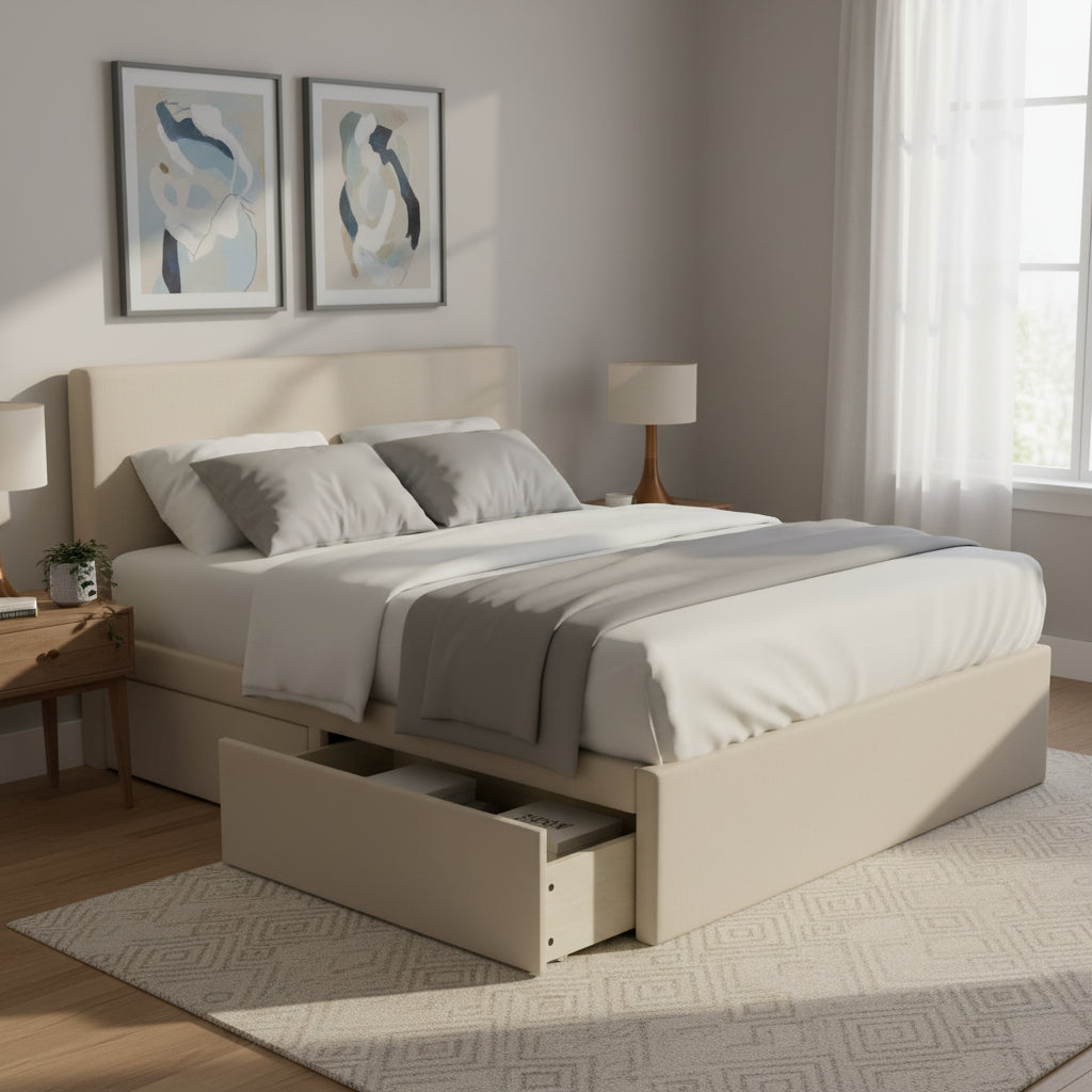 Mammoth Upholstered Platform 2 Drawer Storage Bed